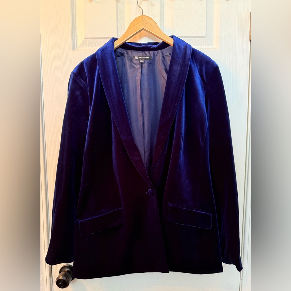 Blazer Jogger Set INC International Concepts Women’s Royal Blue Velvet  XXL